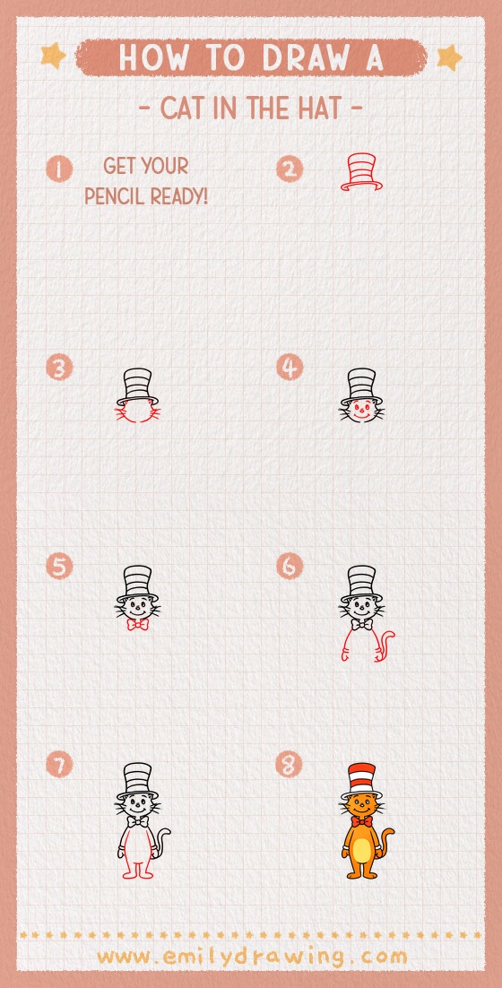 how to draw a cat in the hat pinterest pin